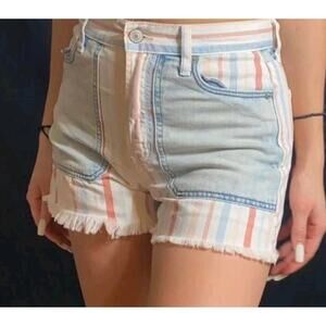 American Eagle Outfitters Women's Short USA Red White Blue Striped Wash Size 6